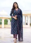 Navyblue Colour Rayon Printed Kurti With Pant Dupatta Aaradhna 2064